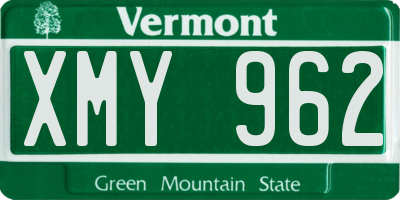 VT license plate XMY962