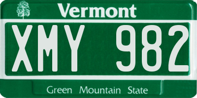 VT license plate XMY982
