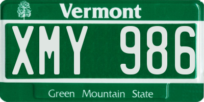 VT license plate XMY986