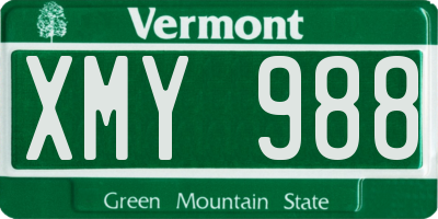 VT license plate XMY988