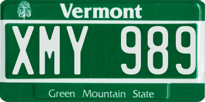 VT license plate XMY989