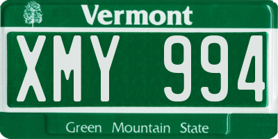 VT license plate XMY994