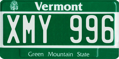 VT license plate XMY996