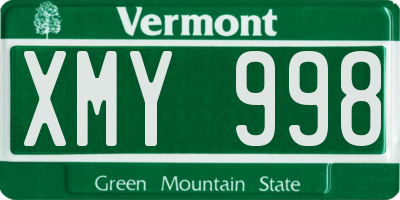 VT license plate XMY998