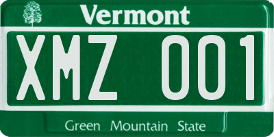 VT license plate XMZ001