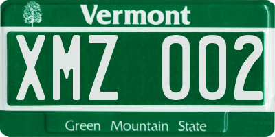 VT license plate XMZ002