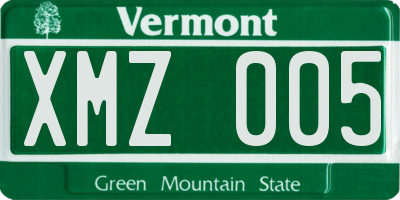 VT license plate XMZ005