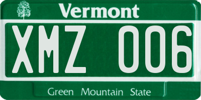 VT license plate XMZ006