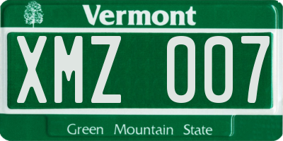 VT license plate XMZ007