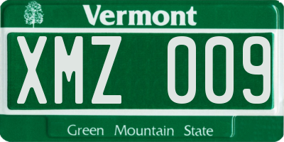 VT license plate XMZ009