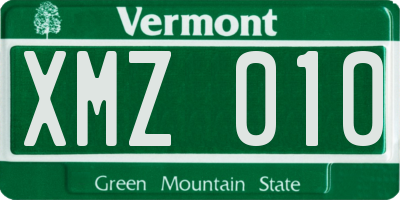 VT license plate XMZ010