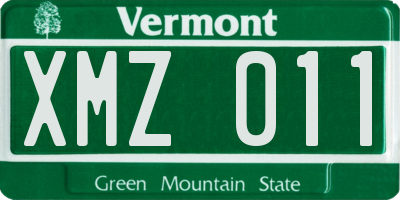 VT license plate XMZ011
