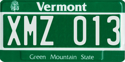 VT license plate XMZ013