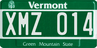 VT license plate XMZ014