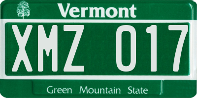 VT license plate XMZ017