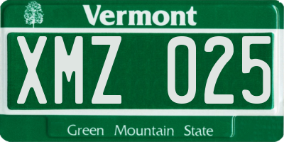 VT license plate XMZ025