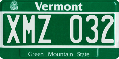 VT license plate XMZ032