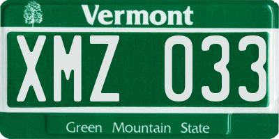 VT license plate XMZ033