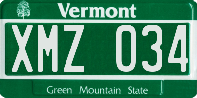 VT license plate XMZ034