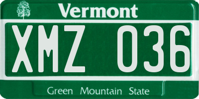 VT license plate XMZ036