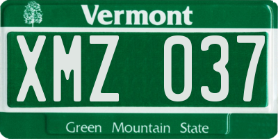 VT license plate XMZ037