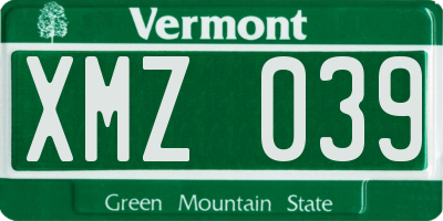 VT license plate XMZ039