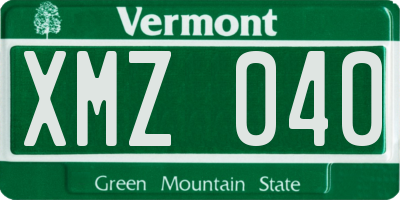VT license plate XMZ040