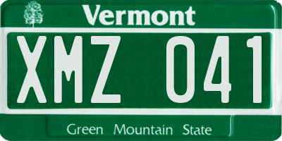 VT license plate XMZ041