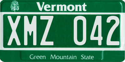 VT license plate XMZ042