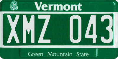 VT license plate XMZ043
