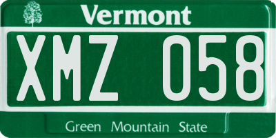 VT license plate XMZ058