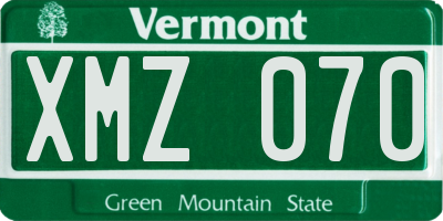 VT license plate XMZ070