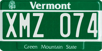 VT license plate XMZ074