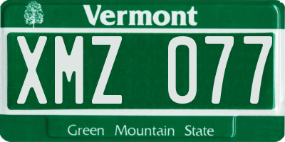 VT license plate XMZ077