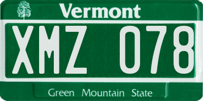 VT license plate XMZ078
