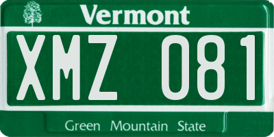 VT license plate XMZ081