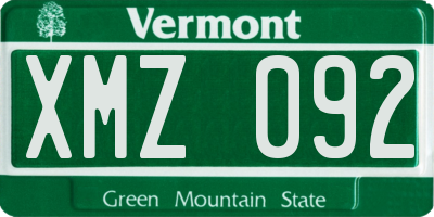 VT license plate XMZ092