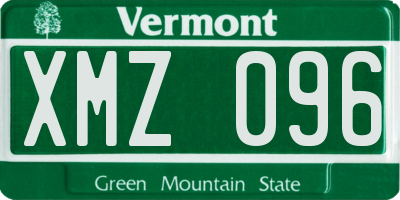 VT license plate XMZ096