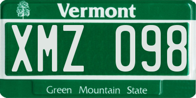 VT license plate XMZ098