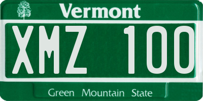 VT license plate XMZ100