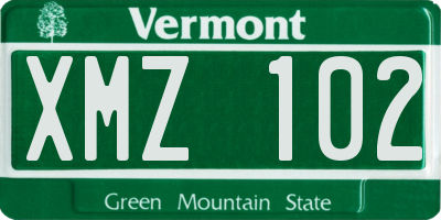 VT license plate XMZ102