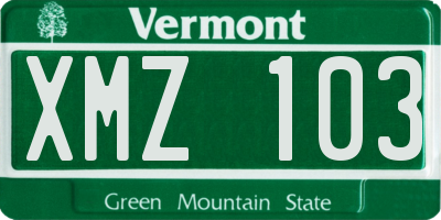 VT license plate XMZ103