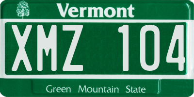 VT license plate XMZ104