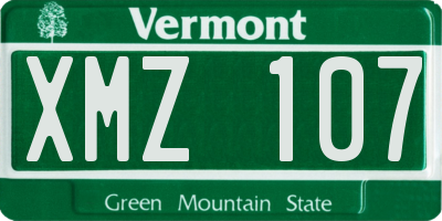 VT license plate XMZ107