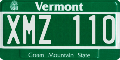 VT license plate XMZ110