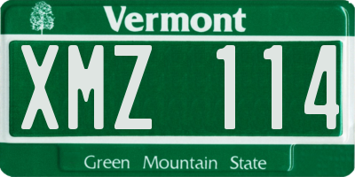 VT license plate XMZ114