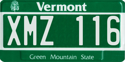 VT license plate XMZ116