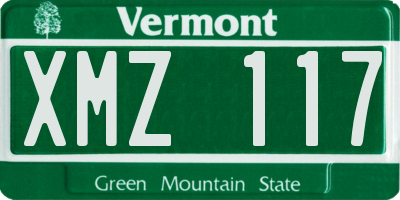 VT license plate XMZ117