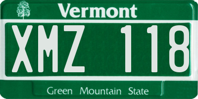 VT license plate XMZ118