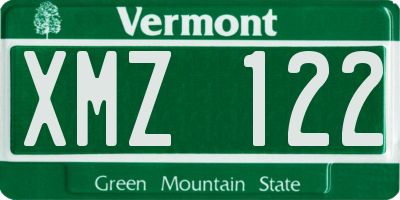 VT license plate XMZ122